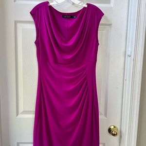 Classic Ralph Lauren Jersey Knit Dress Size 12 ~Magenta~ EUC